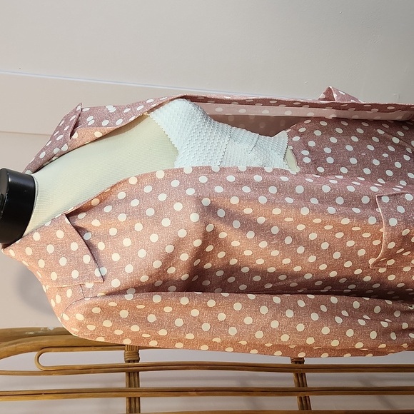 Vintage handmade pant set mauve and white polka dots dagger collar - Picture 5 of 13